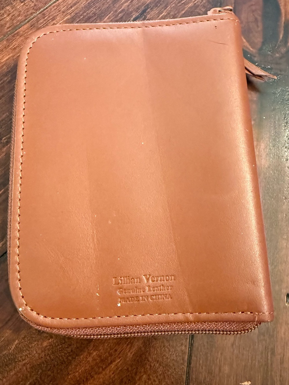 Lillian Vernon Genuine Leather Zip Wallet - Tan